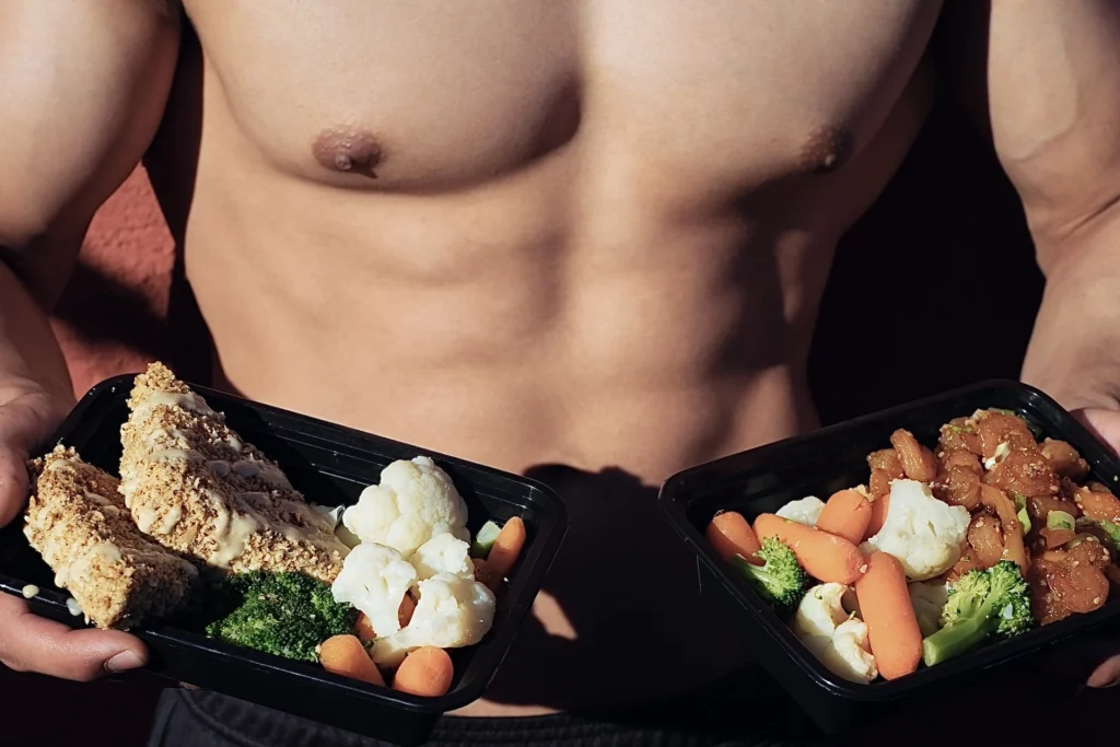 Fit man with healthy food: Health and Fitness