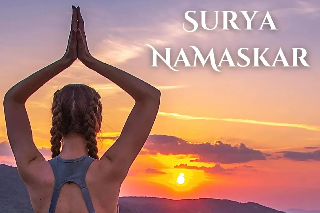 Surya Namaskar: Girl performing Surya Namaskar/ Sun Salutation