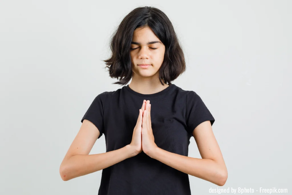 Middle school student: girl practicing yoga