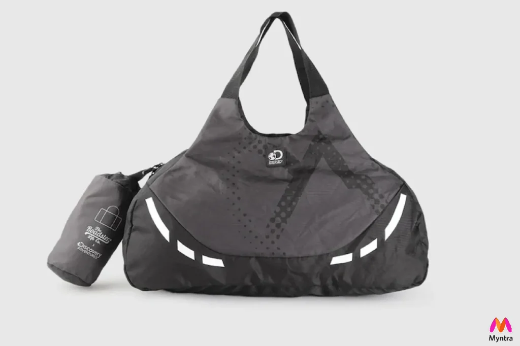 The Roadster Lifestyle Co x Discovery Adventures Unisex Black & Charcoal Grey Printed Foldable Bag